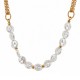 Necklace with Baroque Pearls, Gold Chains & Bow Charms