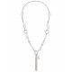 Necklace with Baroque Pearls, Silver Rings & Chain Tassel