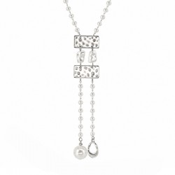 Necklace with Hammered Silver Plates & Pearl Chain Drops