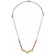 Necklace with Gold Drops, Turquoise-Red Beads on Brown Cord