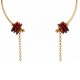Necklace with Gold Collar, Red Beads & Chain Drops