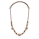 Necklace with Beige Ceramic Beads & Heart on Brown Cord