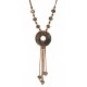Necklace with Brown Ceramic Donut & Cord Tassels