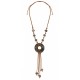 Necklace with Brown Ceramic Donut & Cord Tassels