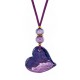 Necklace with Purple Ceramic Heart Pendant on Purple Cord