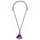 Necklace with Purple Ceramic Heart Pendant on Purple Cord