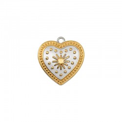 Stainless Steel 304 Charm Heart with Sun 19mm