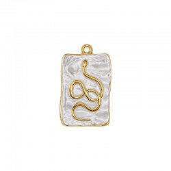 Enameled Stainless Steel 304 Pendant Tag with Snake 15x25mm