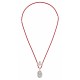 Necklace with Virgin Mary Medal & Silver Heart on Red Cord