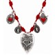 Necklace with Silver Sacred Heart Charms on Red Cord
