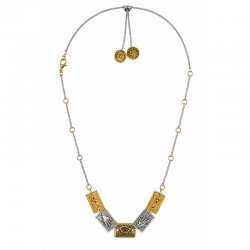 Necklace with Metal Eye, Hands & Ear Charms on Chain