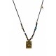 Necklace with Bronze Eye Pendant & Cross on Black Cord