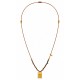 Necklace with Gold Eye Pendant & Cross on Brown Cord