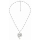 Necklace with Silver Pendant, Cross, Faith & Heart