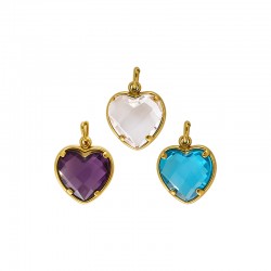 Stainless Steel 304 Charm Heart with Strass 9x11mm