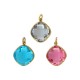Stainless Steel 304 Charm Rhombus with Crystal 12x14mm