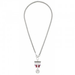 Necklace with Silver Herringbone Chain & Red Tubes