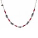 Necklace with Red Tubes, Lilac Beads & Silver Rondelles