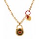 Necklace with Gold Enamel Heart Lock on Gold Chain