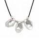 Necklace with Three Silver Faceted Pendants on Black Cord