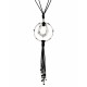 Necklace with Silver Ring & Black Tassels on Black Cord