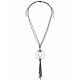 Necklace with Silver Ring & Black Tassels on Black Cord