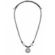 Necklace with Silver Eye Pendant & Blue Enamel on Black Cord