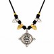 Necklace with Silver Eye & Gold Triangles on Black Cord