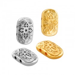Zamak Twin Bead Rectangular with Flower 10x15mm/4mm Ø1.5mm