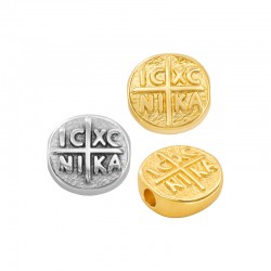 Zamak Bead Round "ICXC NIKA" 8mm/4mm Ø1.7mm
