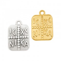 Zamak Charm Rectangular "ICXC NIKA" 13x15mm/2mm Ø1.7mm