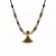 Necklace with Gold Enamel Triangle Pendant & Gold Beads