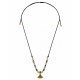 Necklace with Gold Enamel Triangle Pendant & Gold Beads