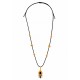 Necklace with Gold Teardrop & Black Enamel on Black Cord