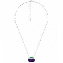 Necklace with Purple Enamel Pendant & Green Rondelles