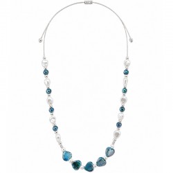 Necklace with Pearls, Blue Beads & Mother-of-Pearl Hearts