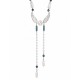 Necklace with Silver Wings, White Tubes & Petrol Blue Beads