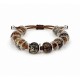 Cord Bracelet with Ceramic Brown Beads & Silver Spacer Rings