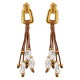 Statement Gold Earrings with Brown Fringe & Baroque Pearls