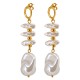 Statement Gold Earrings with Baroque Pearls & Metal Bars