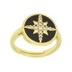 Anillo de Metal Latón Estrella Esmaltado y Circonitas 21x14mm