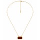 Necklace with Brown Transparent Enamel Pendant on Gold Chain