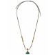 Necklace with Gold Triangle & Blue Enamel on Two-Tone Cord