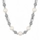 Ivory Pearl Necklace with Grey Glitter Beads & Silver Tubes