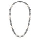 Ivory Pearl Necklace with Grey Glitter Beads & Silver Tubes