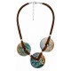 Necklace with Turquoise Ceramic Donuts on Brown Suede Cord