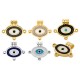 Enameled Zamak Charm Oval with Evil Eye 20x13mm/2mm Ø2.2mm