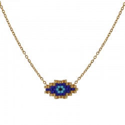 304 Stainless Steel Necklace & Miyuki Blue Eye Flower 40+5cm