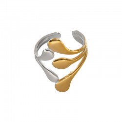 Stainless Steel 304 Finger Ring Leaves 20.2x27.6mm/18mm