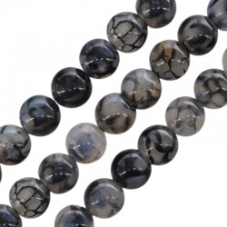 Αχάτης Χάντρα Στρογγυλή Λευκό 8mm Ø~1.4mm (~48τμχ)